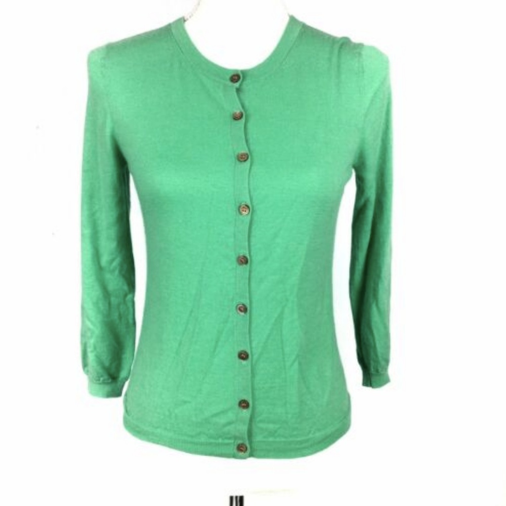 Theory Medium Cardigan Green Button Down Cashmere